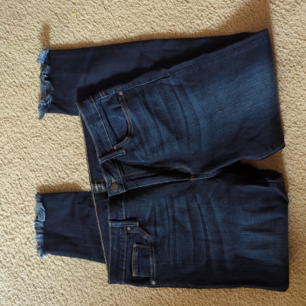 Just Black Made in USA Dark Wash Denim Raw Hem Skinny Jeans Size 31